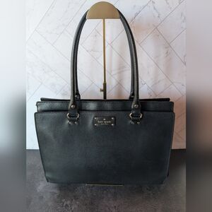 Kate Spade Black Pebbled Leather Tote with Pink Logo Lining